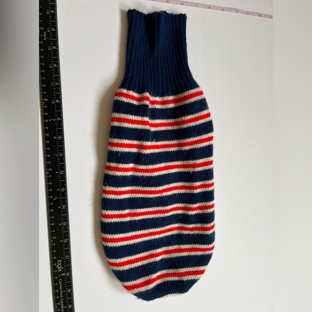 Dog Sweater Striped Knitted Red, White, and Blue Size S/M